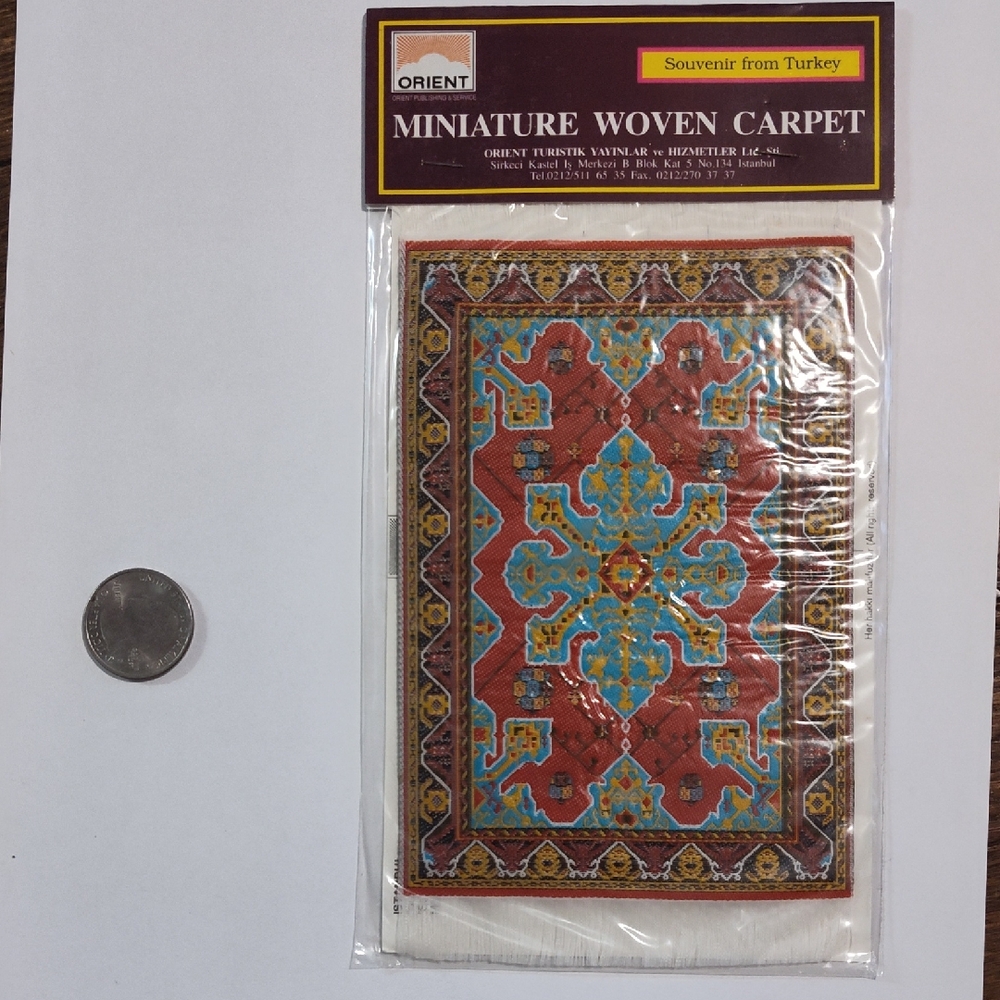 ORIENT Miniature Woven Carpet Souvenir from Turkey Dollhouse